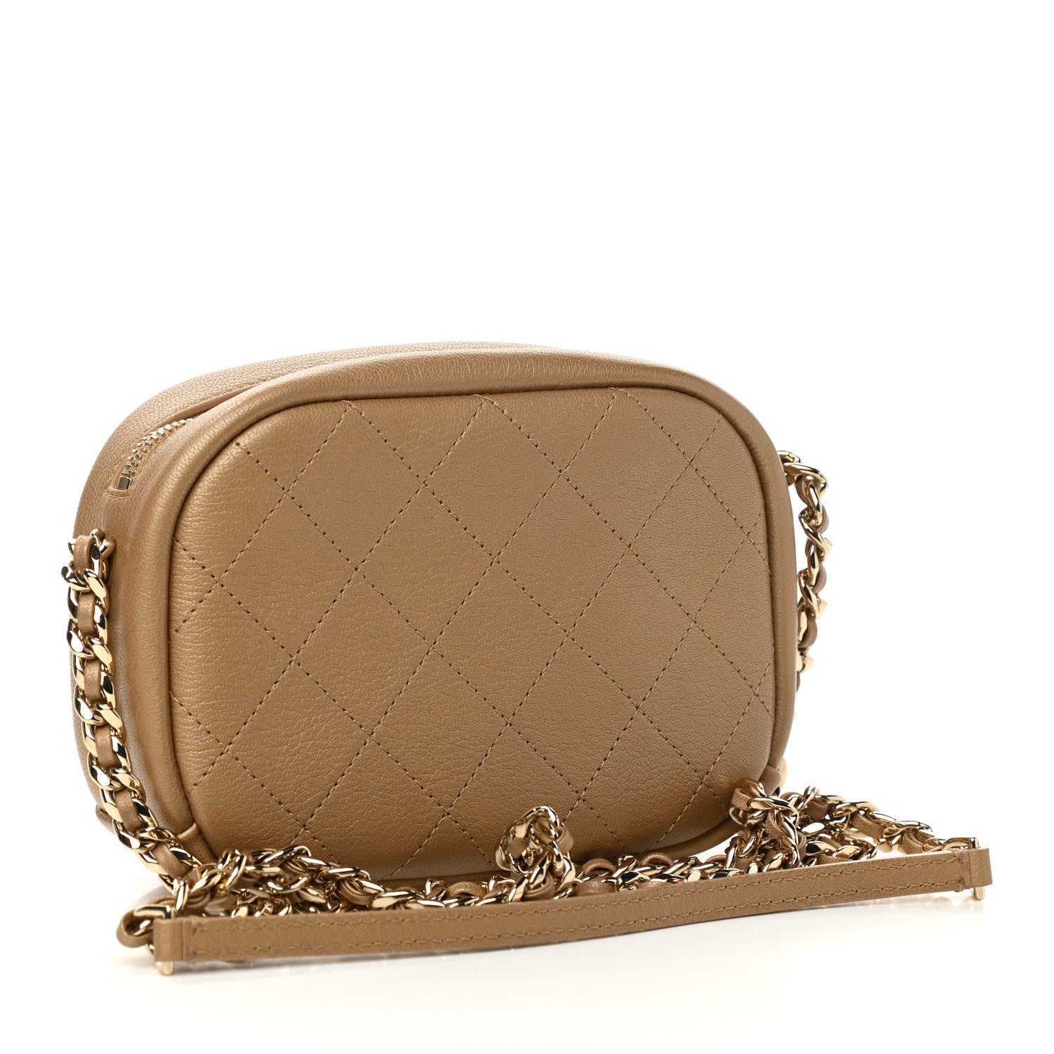 Chanel Goatskin Quilted Small Casual Trip Camera Case Beige 3 of 10