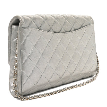 Chanel Iridescent Calfskin Quilted Clutch With Chain Flap Silver 3 of 11