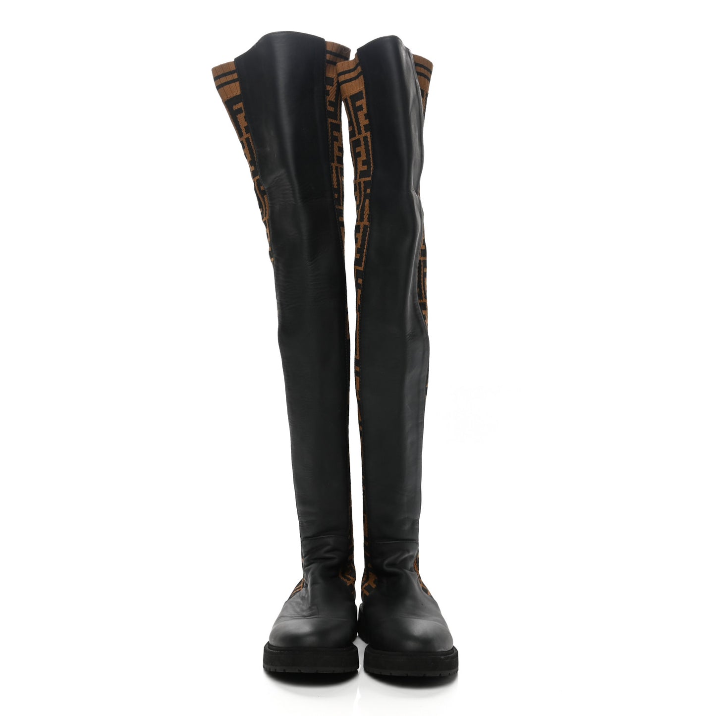 Nappa Microfiber Fabric FF Rockoko Thigh High Boots 38 Black Tobacco