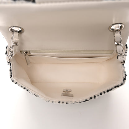 Chanel Tweed Quilted Mini Rectangular Flap White Black 5 of 12
