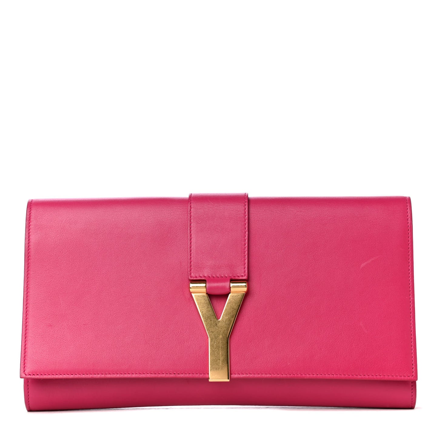 Calfskin Classic Y Ligne Clutch Fuchsia
