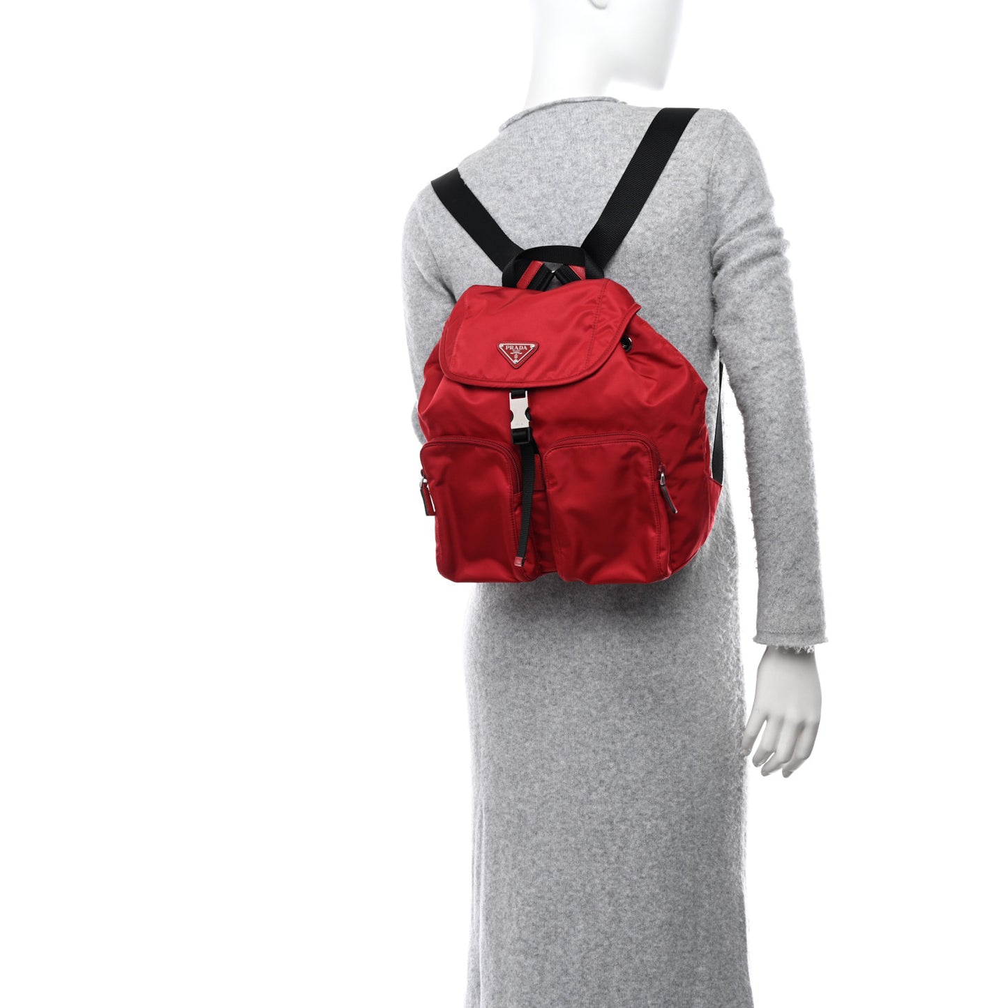 Tessuto Nylon Saffiano Vela Medium Backpack Fuoco