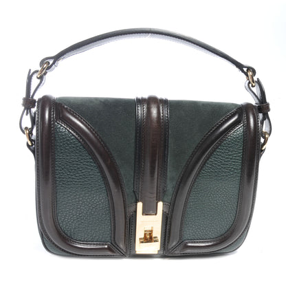 Burberry Leather Suede Brickfield Shoulder Bag Green 1 of 11