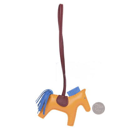 Hermes Milo Lambskin Grigri Rodeo Horse Bag Charm PM Jaune D'Or Bleu Zanzibar Rouge H 2 of 4