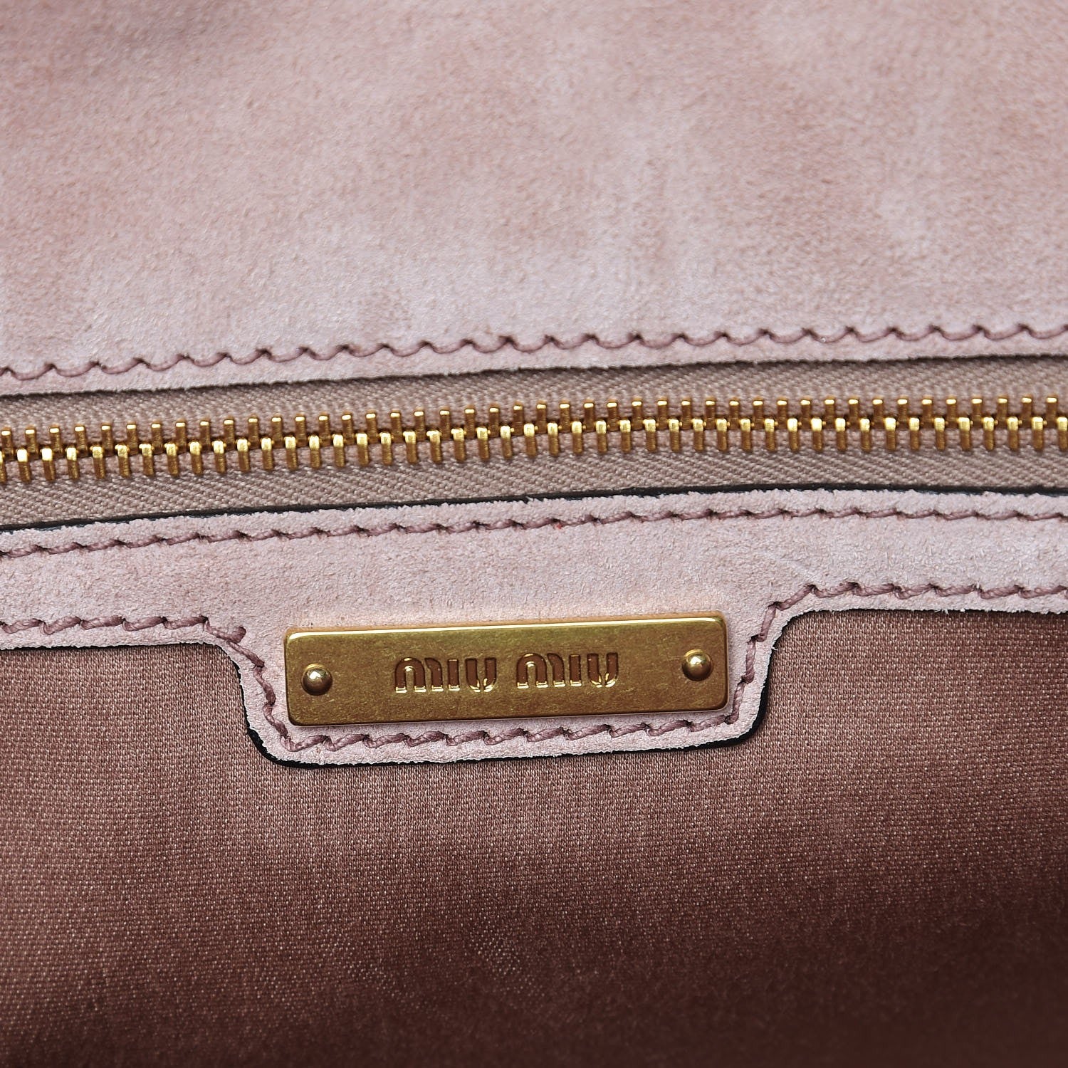 Miu Miu Goatskin Madras Soft Calfskin Crystal Embellished Top Handle Bag Cammeo 6 of 8