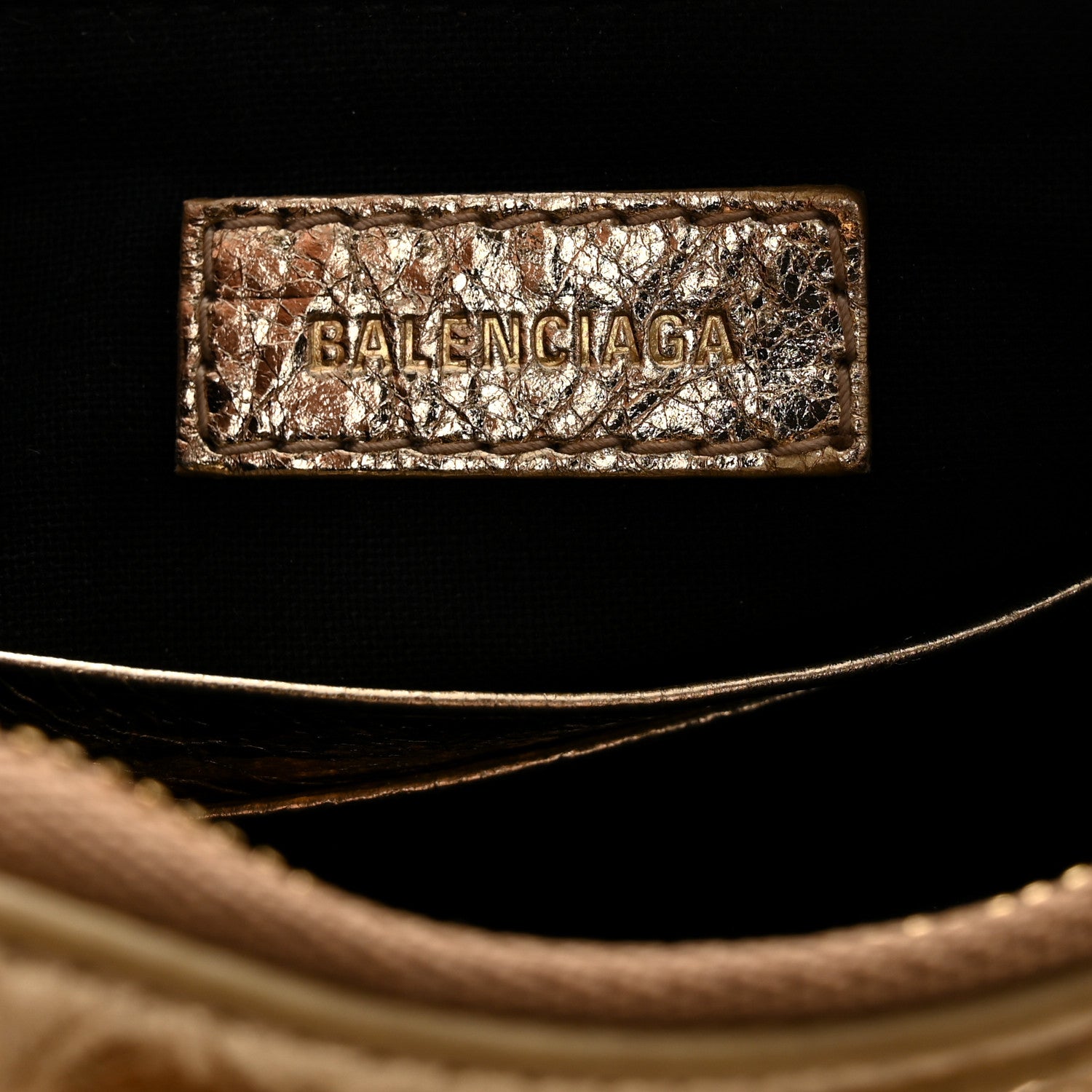 Balenciaga Metallic Arena Agneau Crystal Le Cagole Mini Purse With Chain Gold 6 of 12