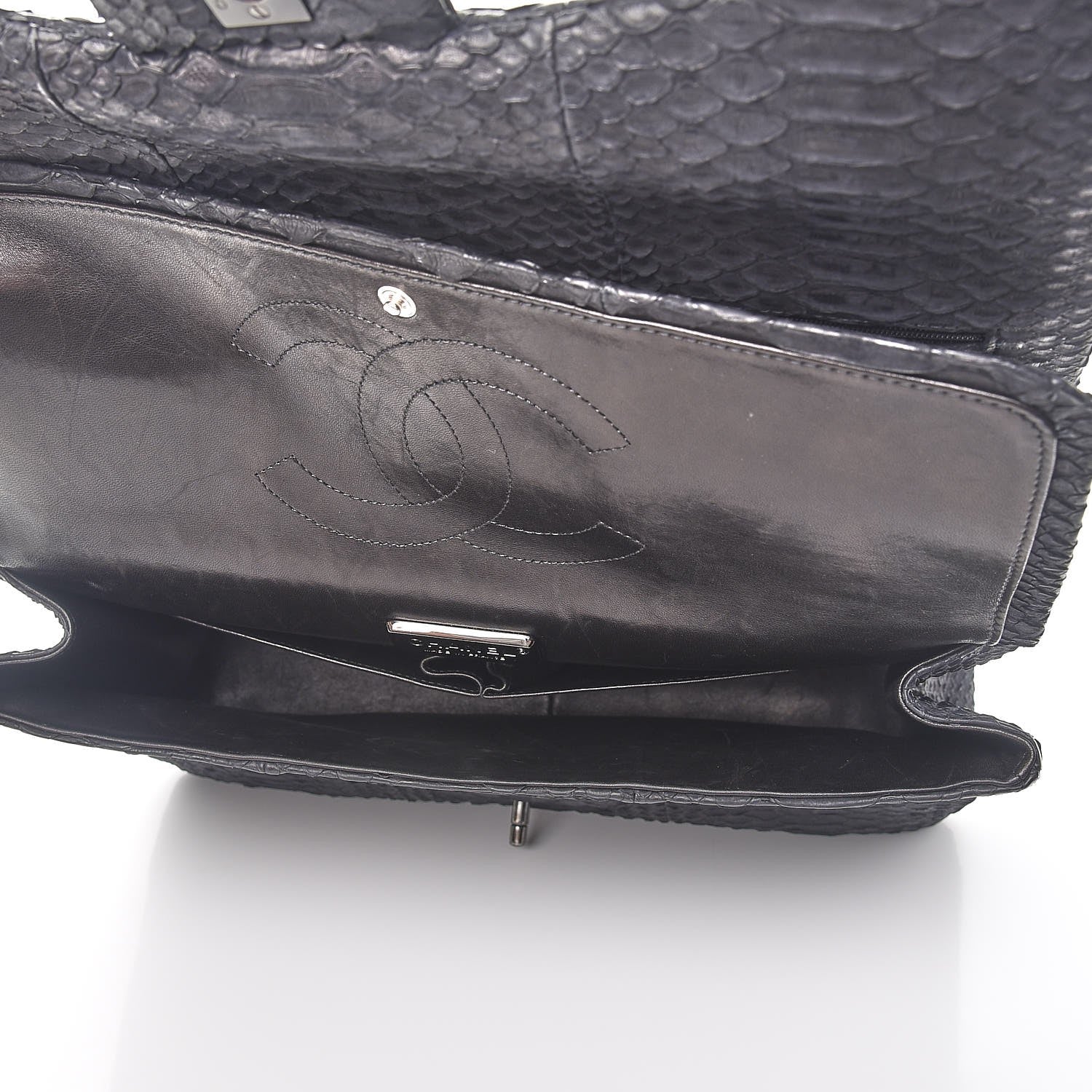 Chanel Matte Python Maxi Double Flap Black 5 of 13