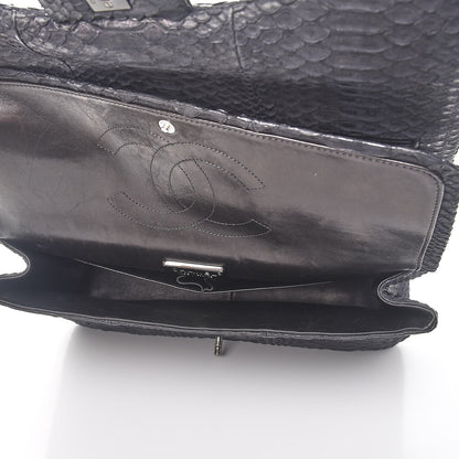 Chanel Matte Python Maxi Double Flap Black 5 of 13