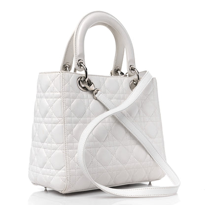 Christian Dior Lambskin Cannage Medium Lady Dior White 2 of 12