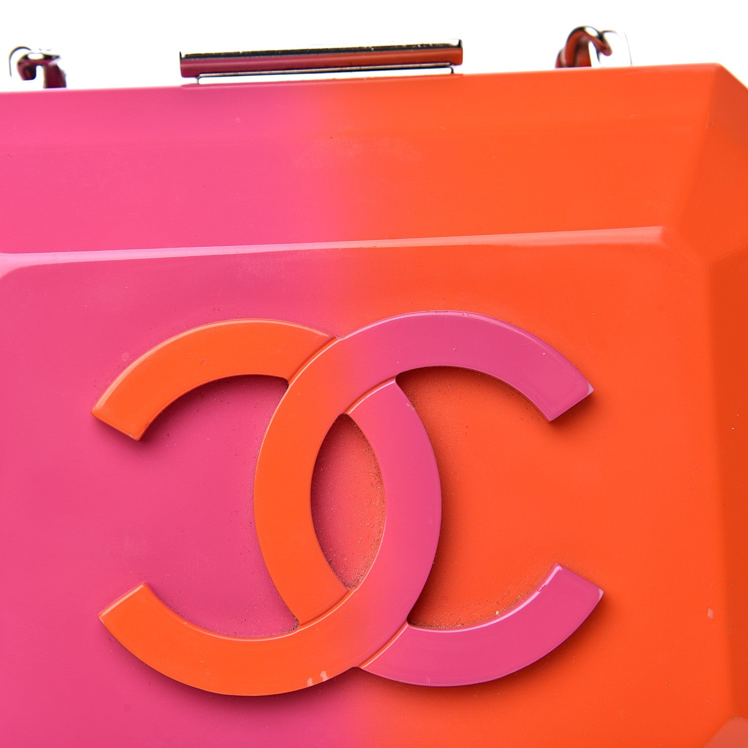 Chanel Faded Plexiglass CC Boy Brick Clutch Pink Orange 9 of 15