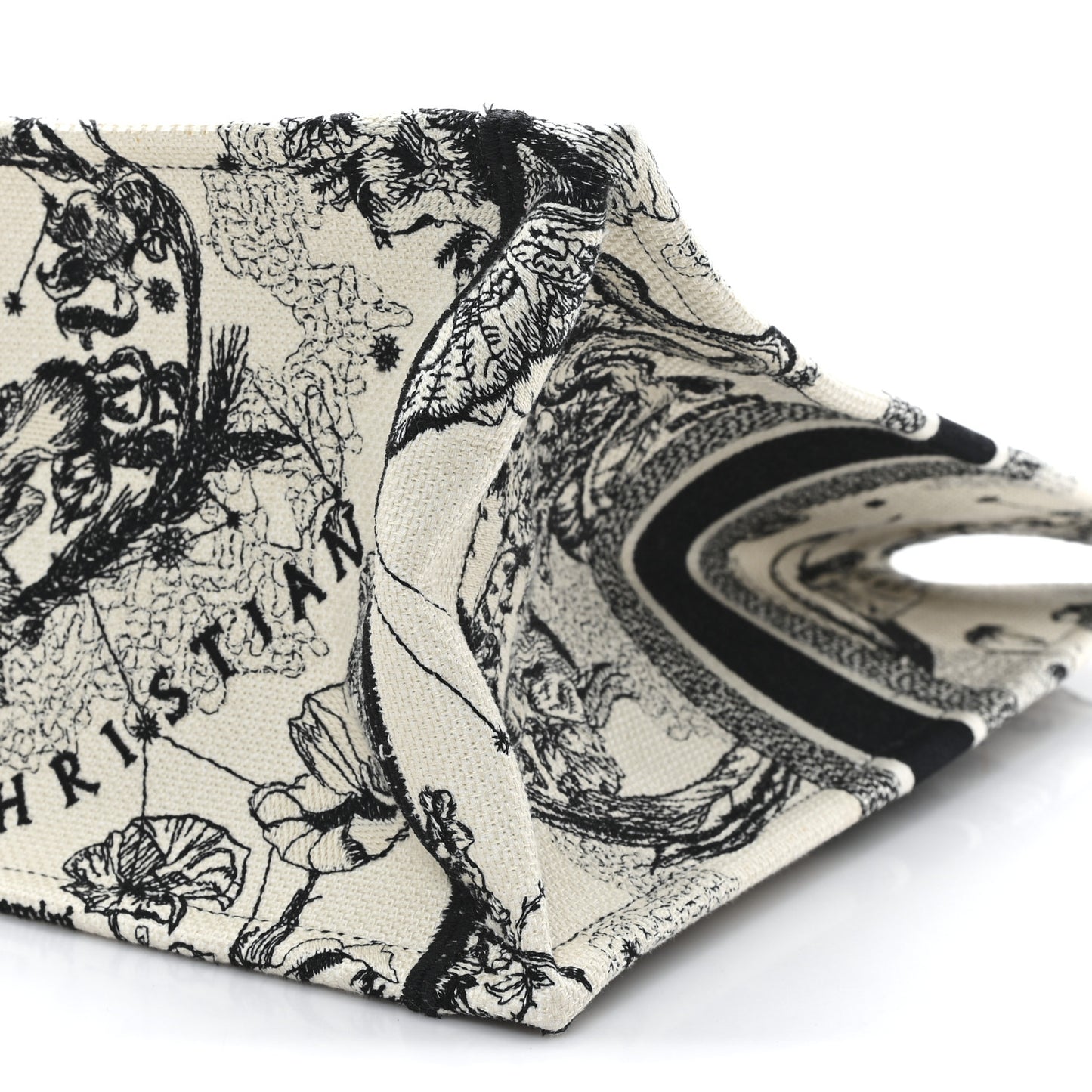 Canvas Embroidered Large Zodiac Toile De Jouy Book Tote Latte