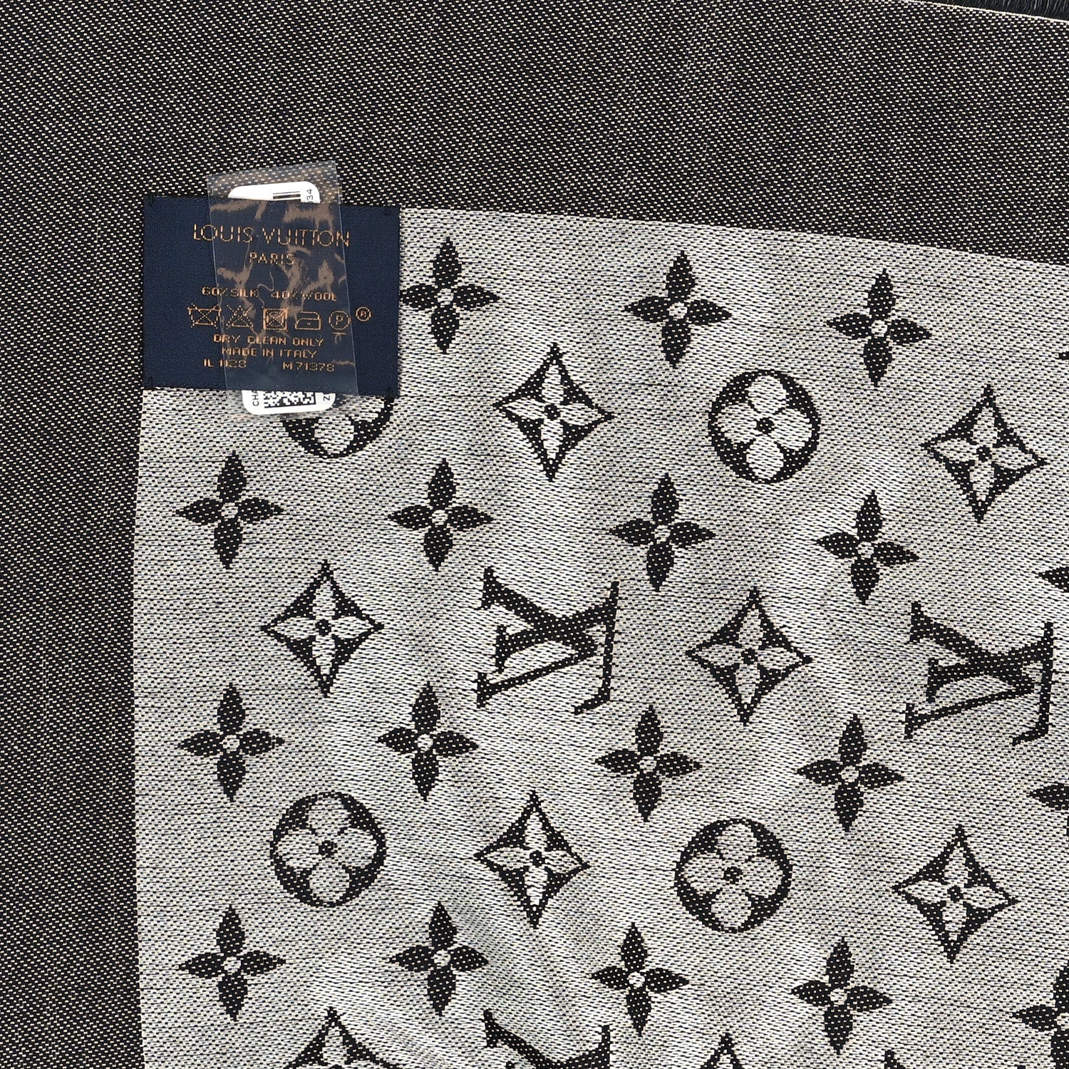 Louis Vuitton Silk Wool Monogram Denim Shawl Black 3 of 3