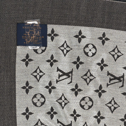 Louis Vuitton Silk Wool Monogram Denim Shawl Black 3 of 3