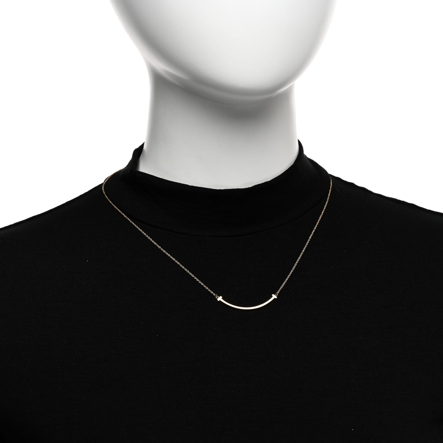 18K Yellow Gold Small T Smile Pendant Necklace