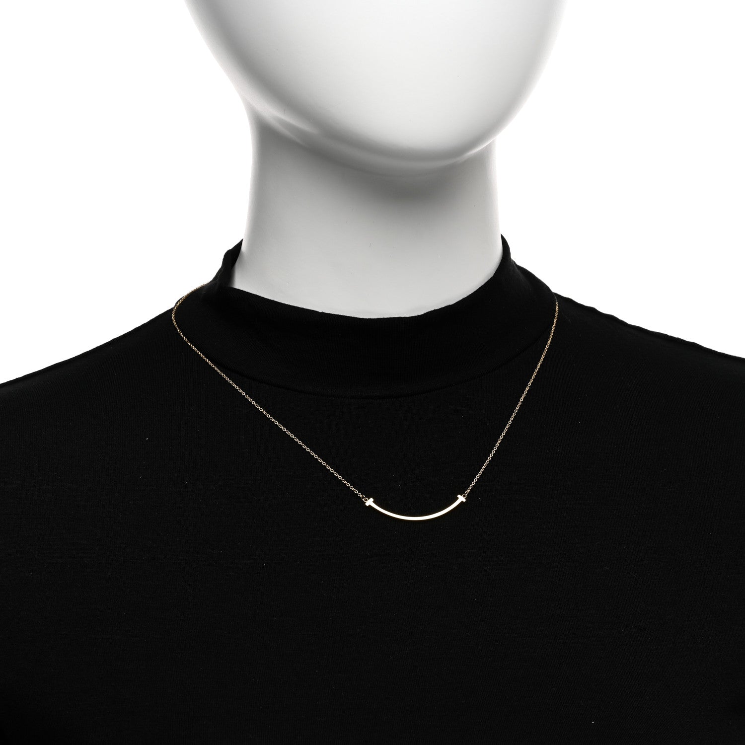 Tiffany 18K Yellow Gold Small T Smile Pendant Necklace 2 of 4