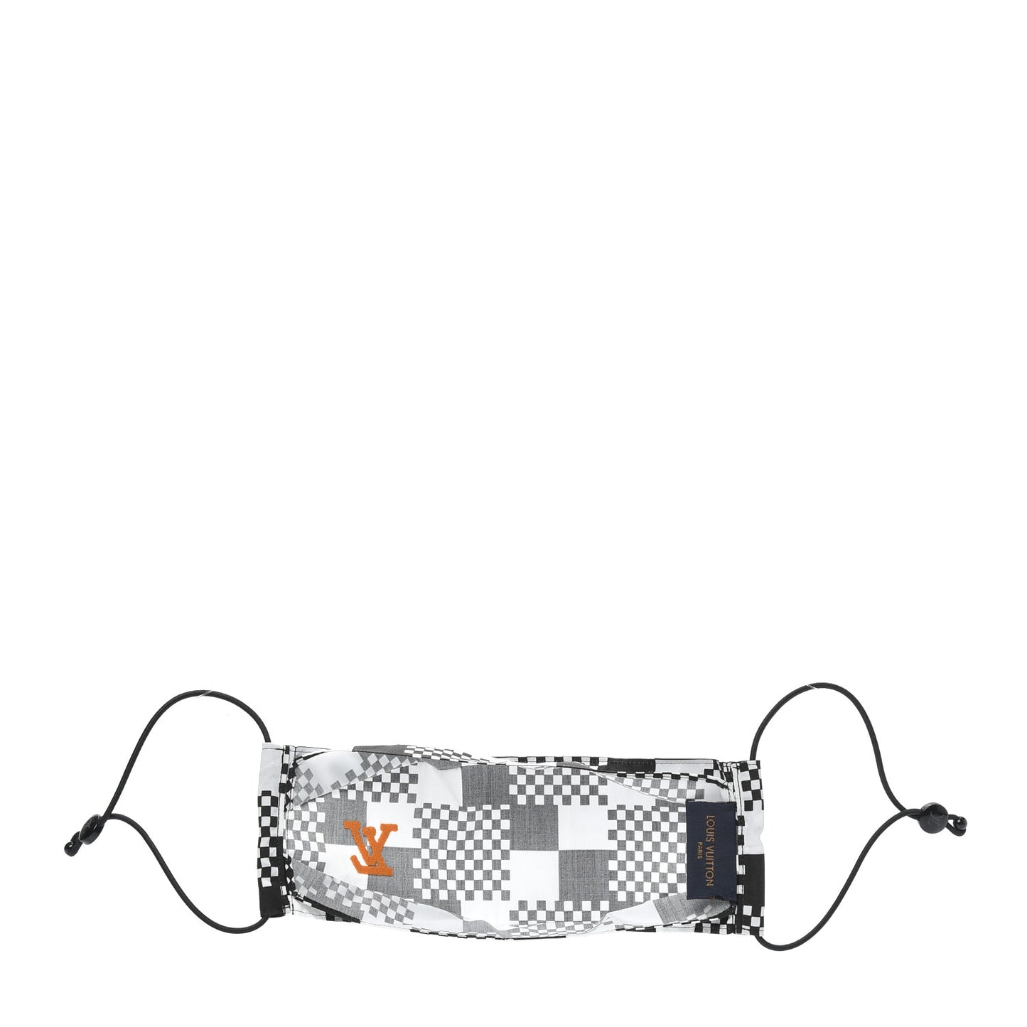 Damier Pattern LV Face Mask Black White