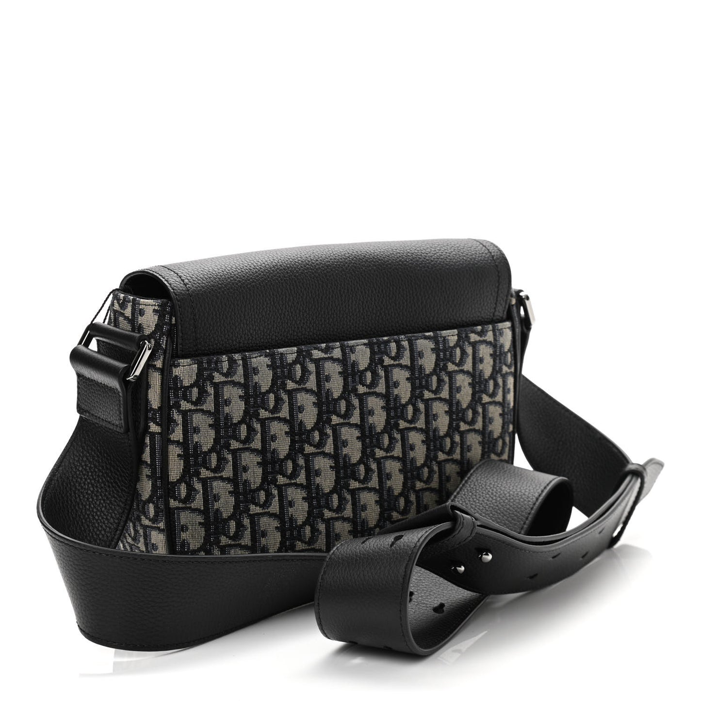 Grained Calfskin Oblique Mini Saddle Messenger Black