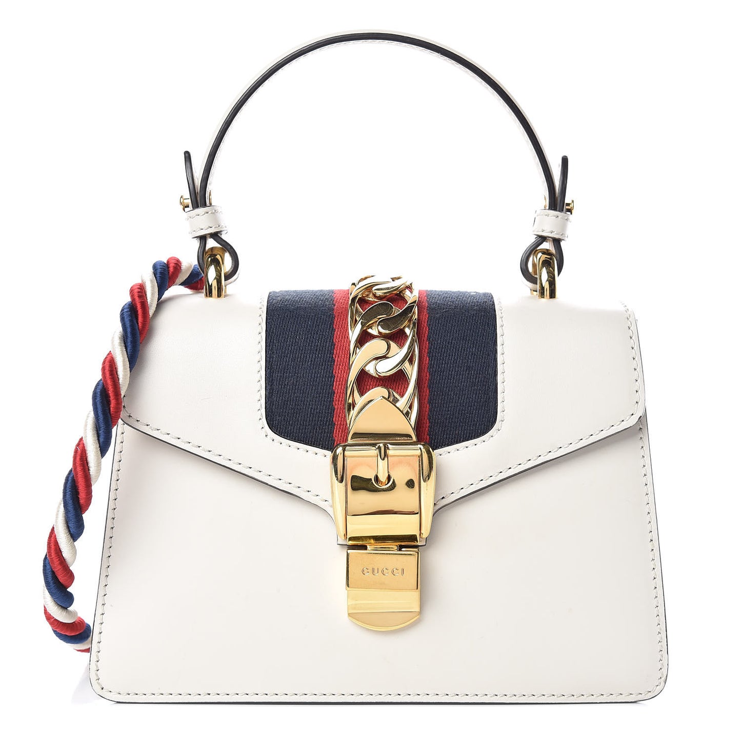Calfskin Mini Sylvie Top Handle Bag White