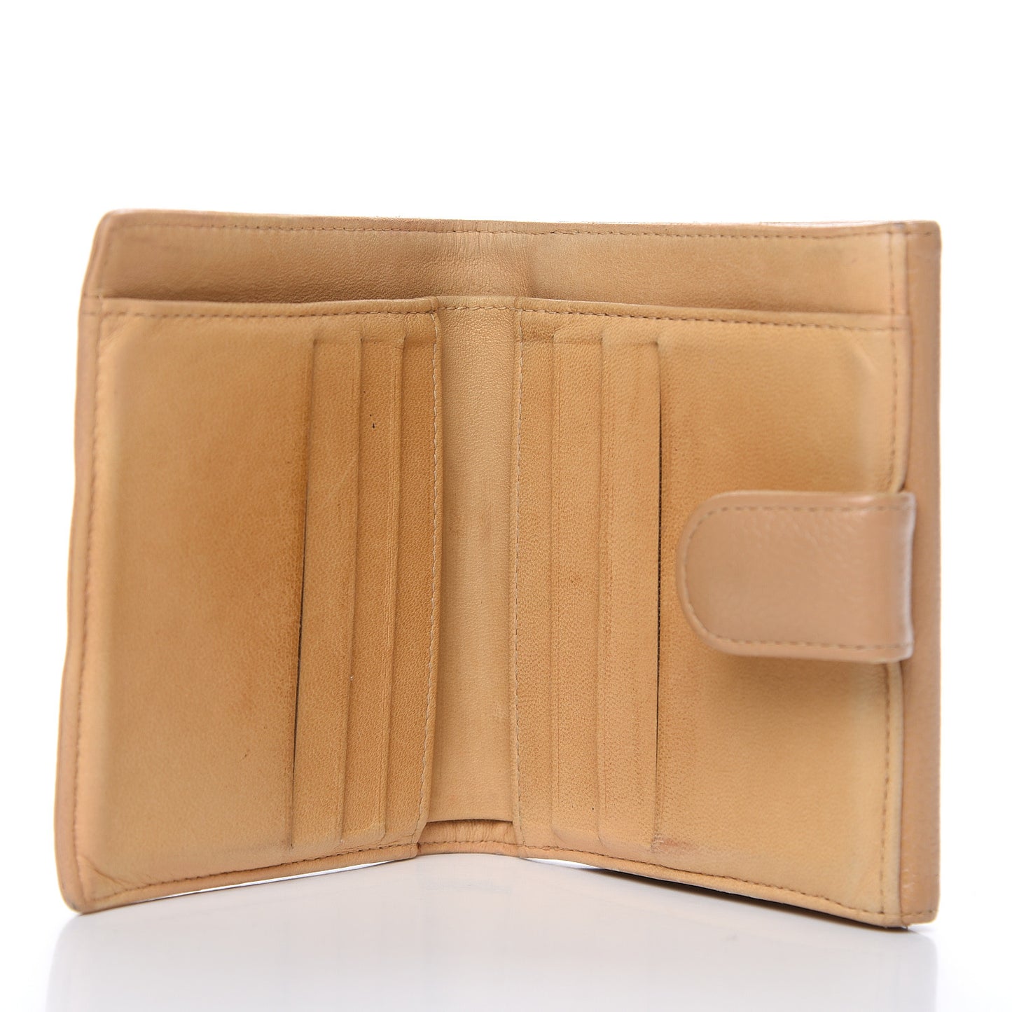 Caviar Timeless CC Compact French Wallet Beige