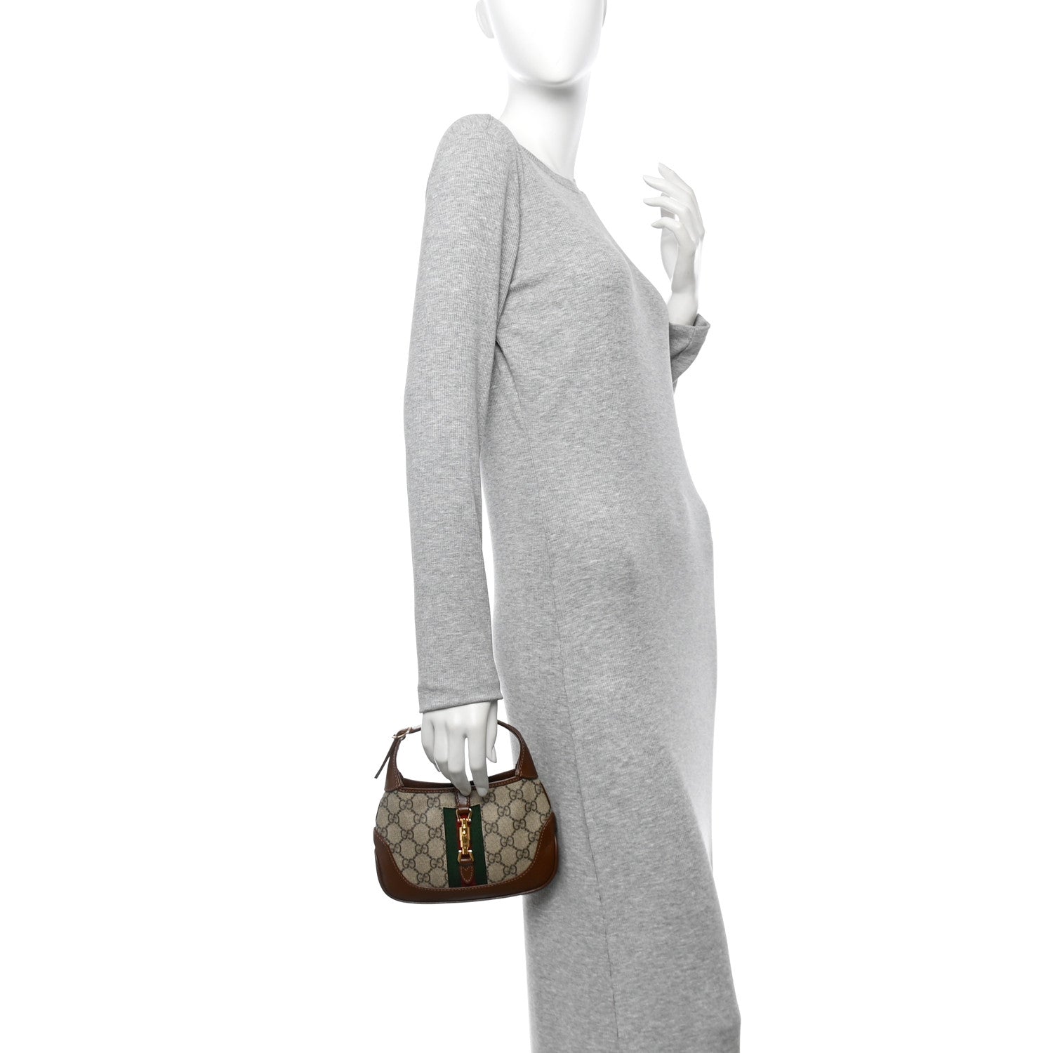 Gucci GG Supreme Monogram Azalea Calfskin Web Mini Jackie 1961 Hobo Beige Ebony Brown Sugar 2 of 10