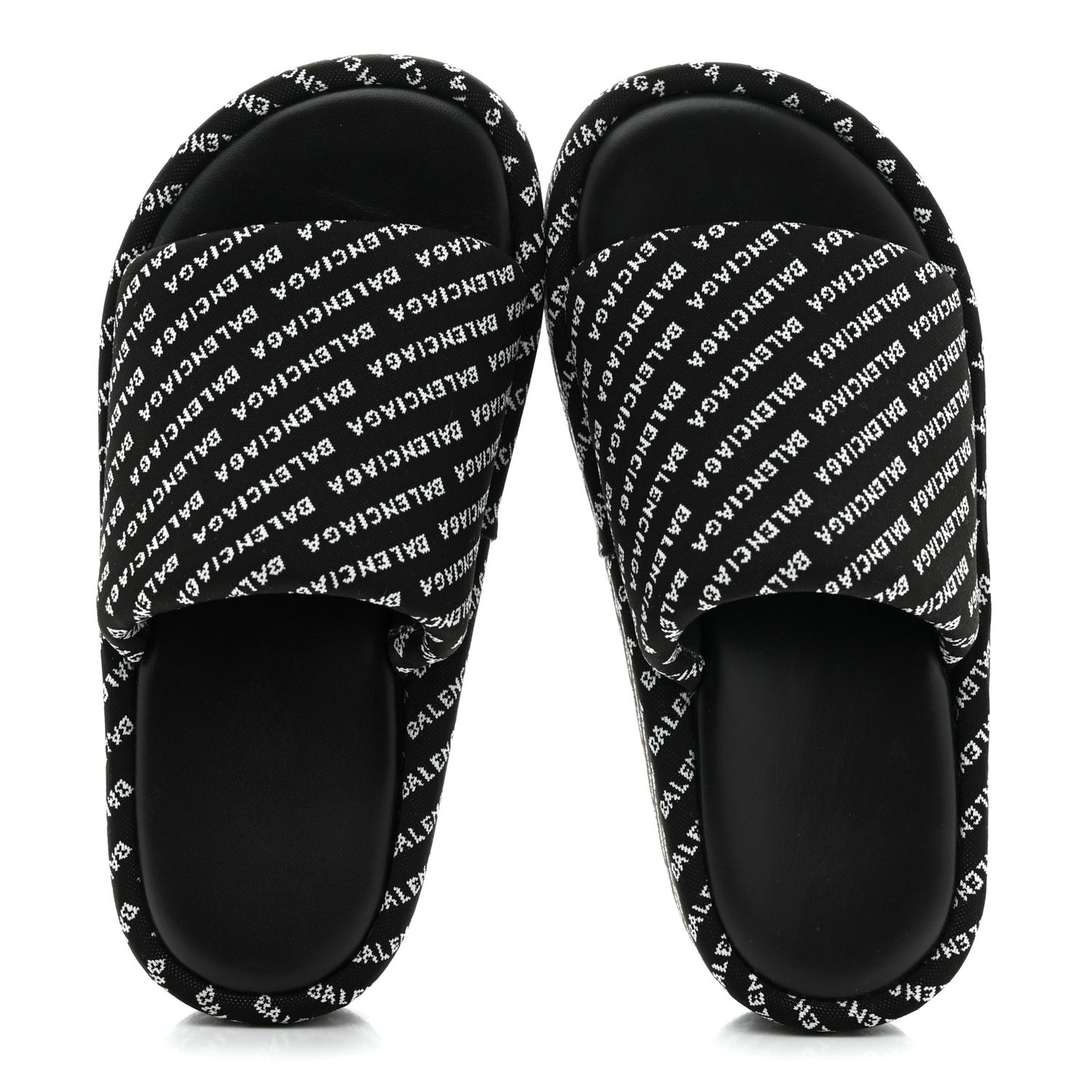 Jacquard Allover Logo Rise Platform Sandals 36 Black White