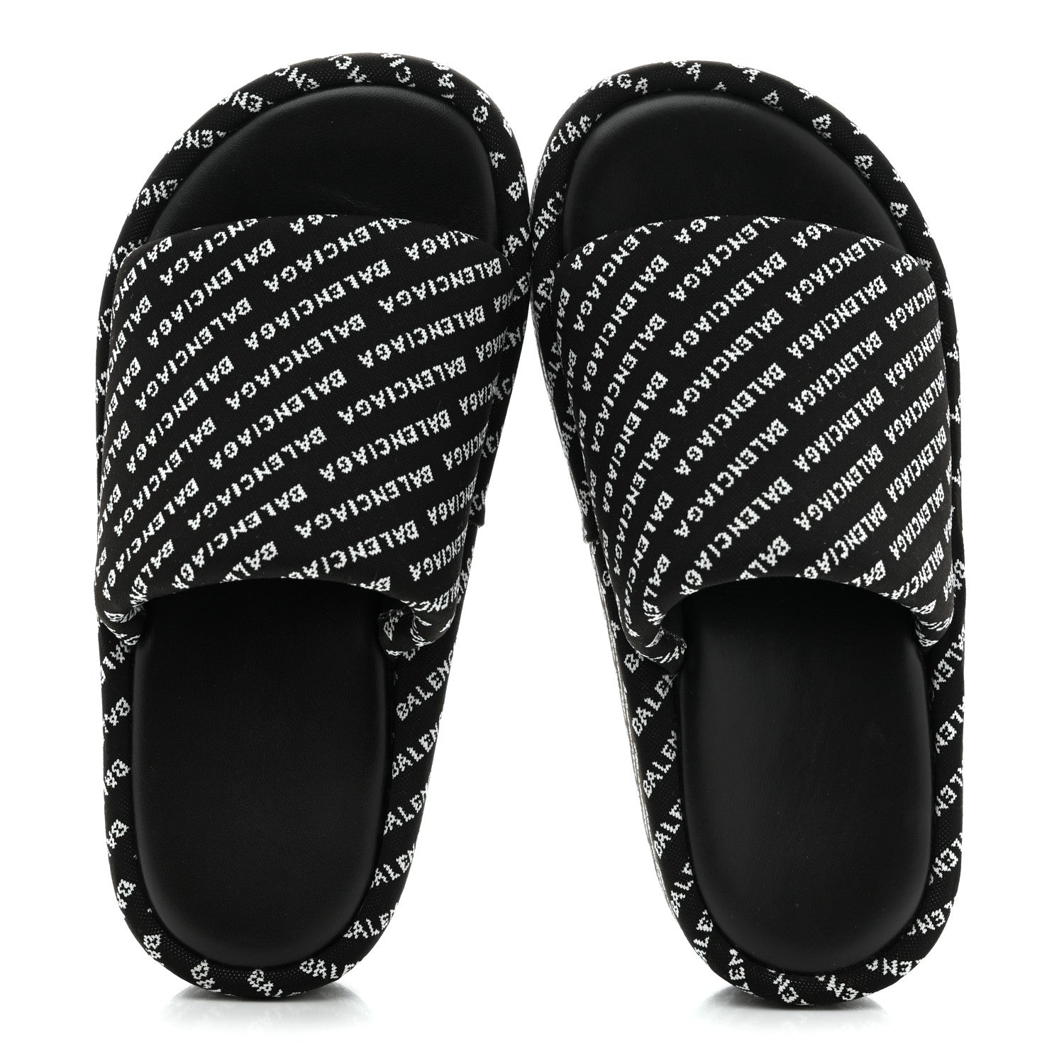 Balenciaga Jacquard Allover Logo Rise Platform Sandals 36 Black White 2 of 8