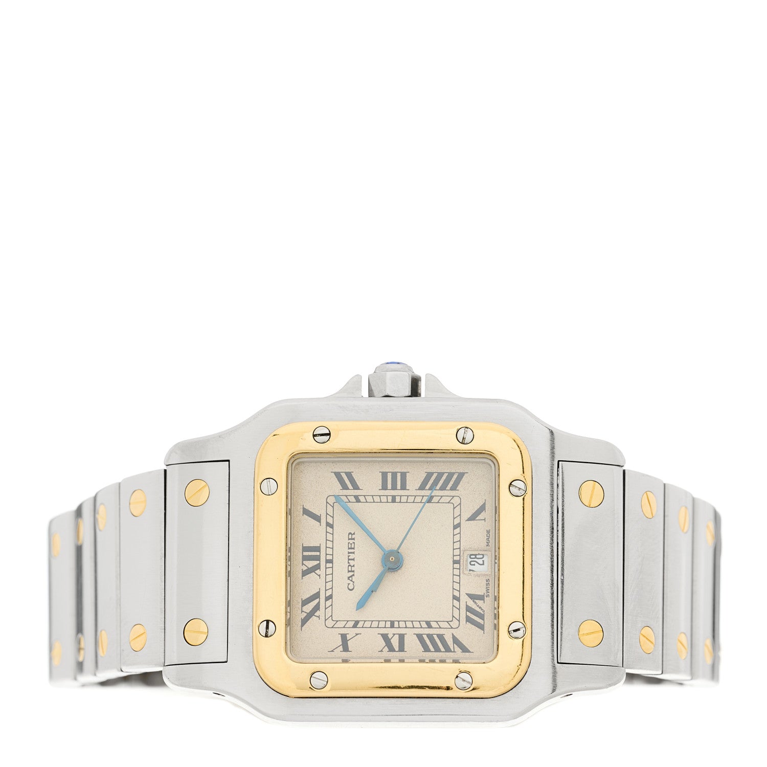 Cartier Stainless Steel 18K Yellow Gold 29mm Santos De Cartier Galbee Quartz Watch 2 of 4