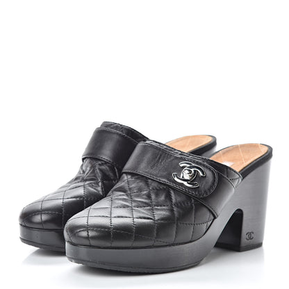 Chanel Lambskin Quilted CC Mules 40.5 Black 3 of 11