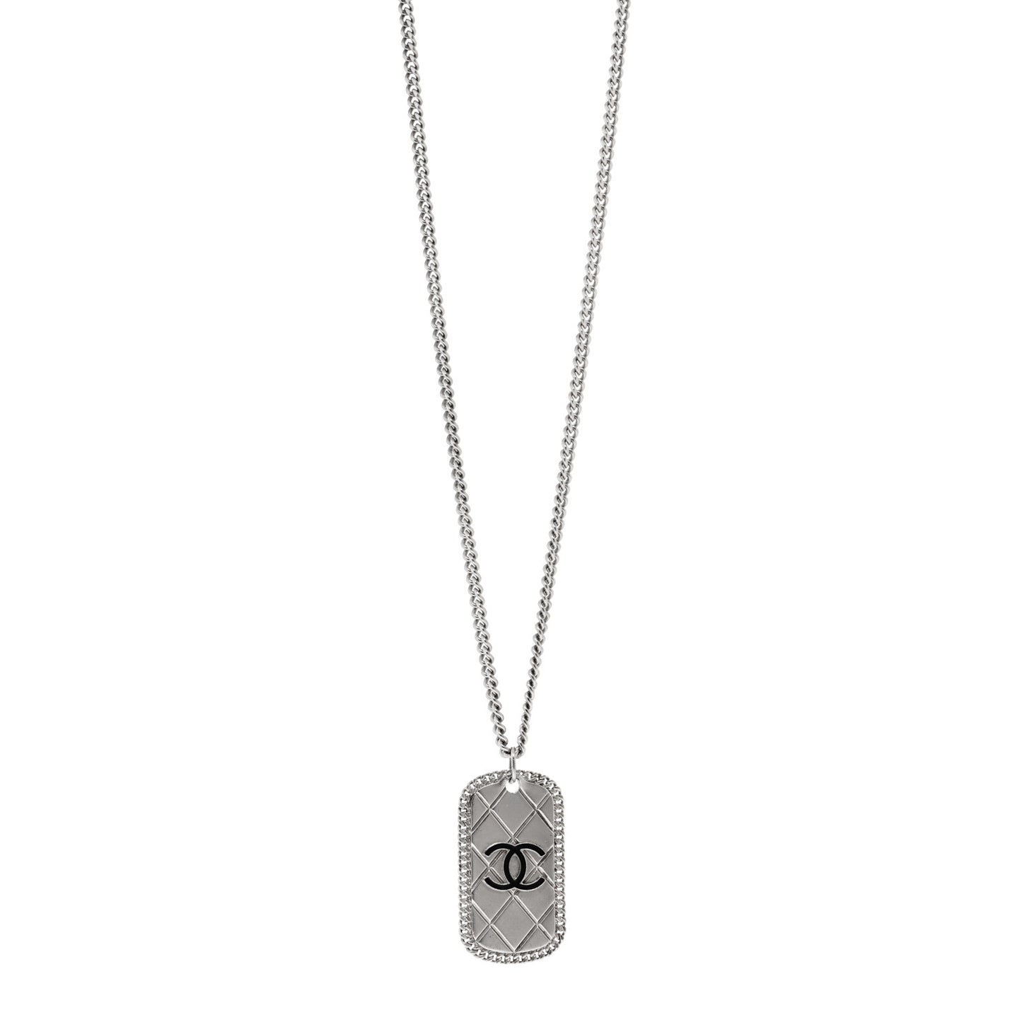Dog Tag CC Necklace Silver