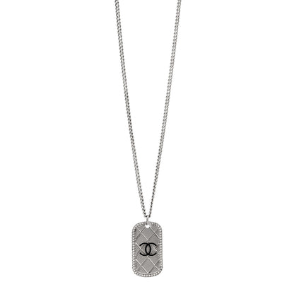 Chanel Dog Tag CC Necklace Silver 1 of 5