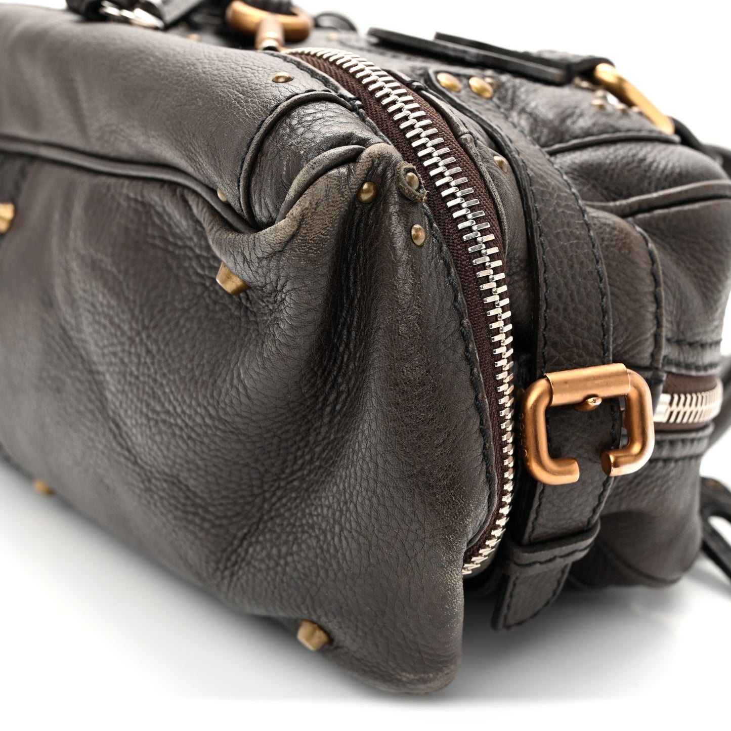 Calfskin Paddington Double Zip Bowler Chocolate