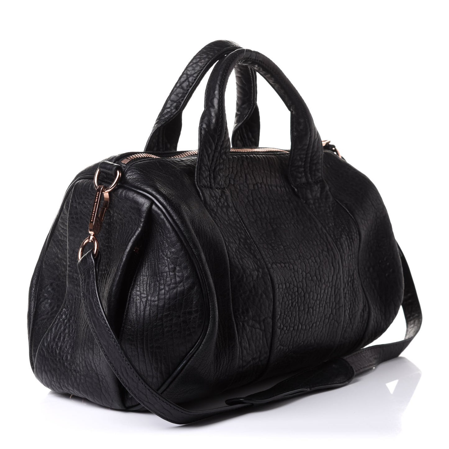 Pebbled Lambskin Rocco Black Pale Gold Hardware