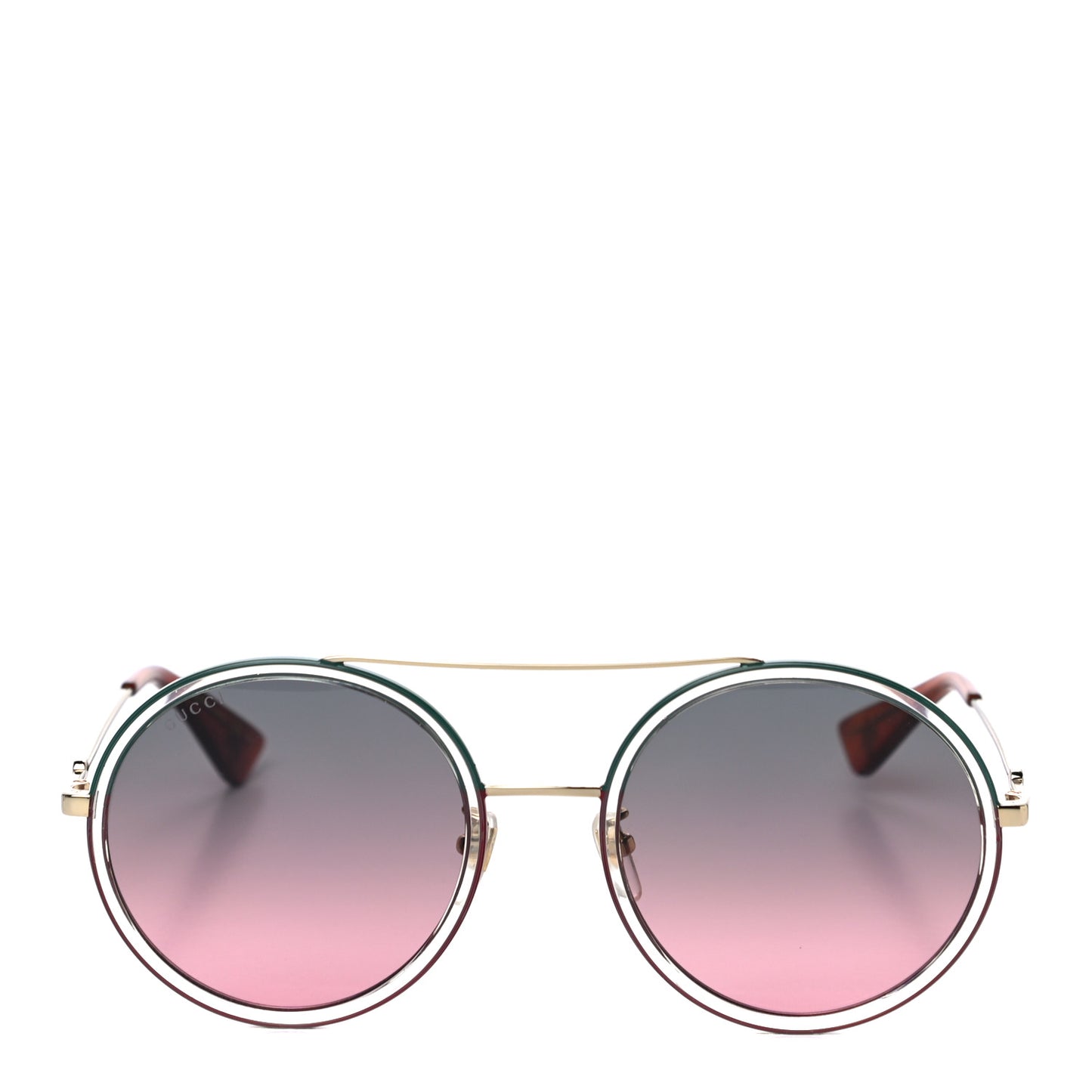 Round Sunglasses GG0061S Gold Green Red