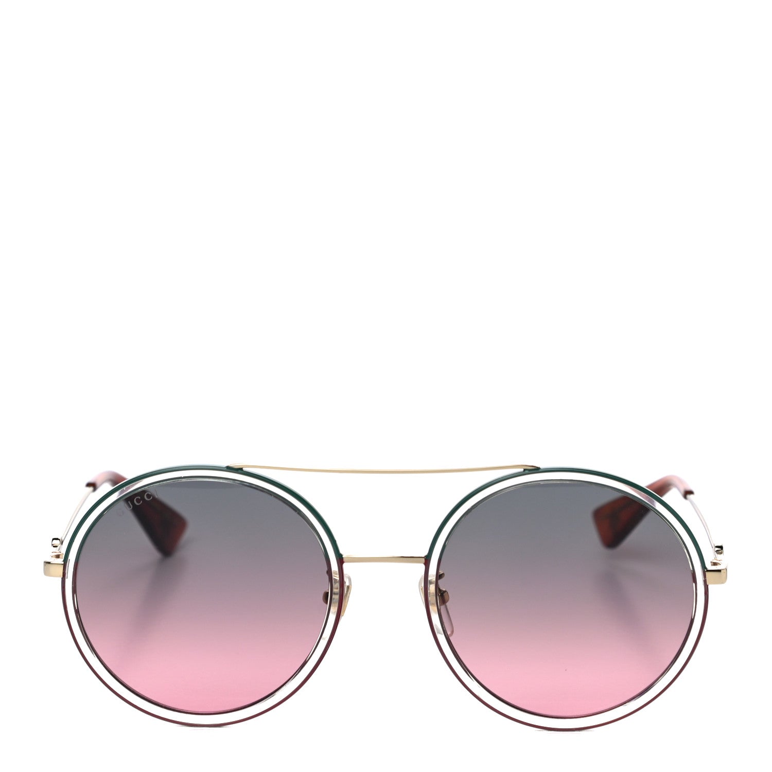 Gucci Round Sunglasses GG0061S Gold Green Red 2 of 7