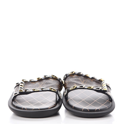 Louis Vuitton Calfskin Monogram Eldorado Flat Mules 40 Black 2 of 10