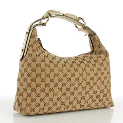 Gucci Monogram Medium Horsebit Chain Hobo Off White 3 of 7