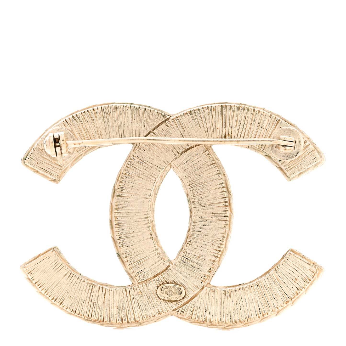 Metal Resin Large CC Brooch Gold