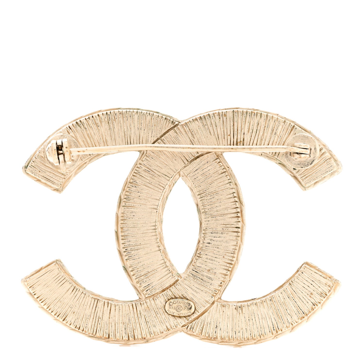 Chanel Metal Resin Large CC Brooch Gold 3 of 4