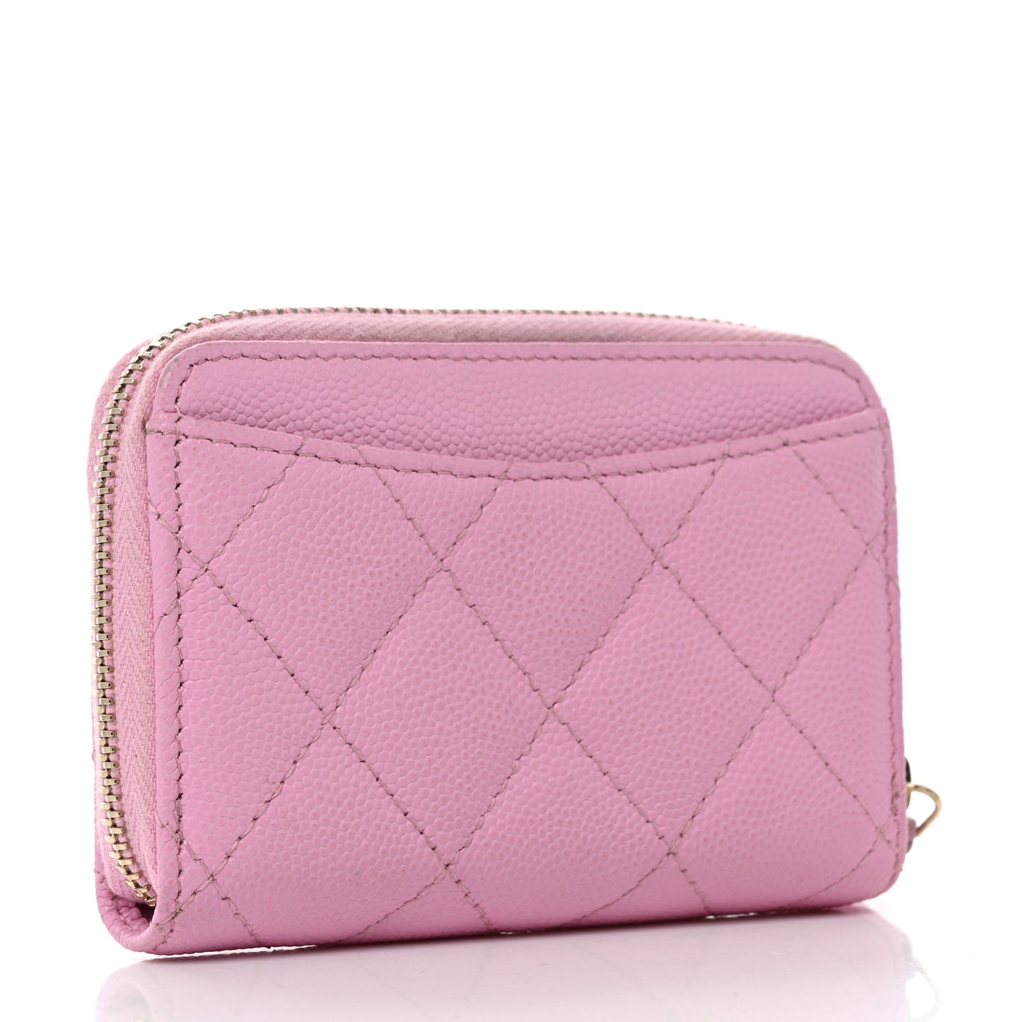 Caviar Quilted Zip Coin Purse Pink
