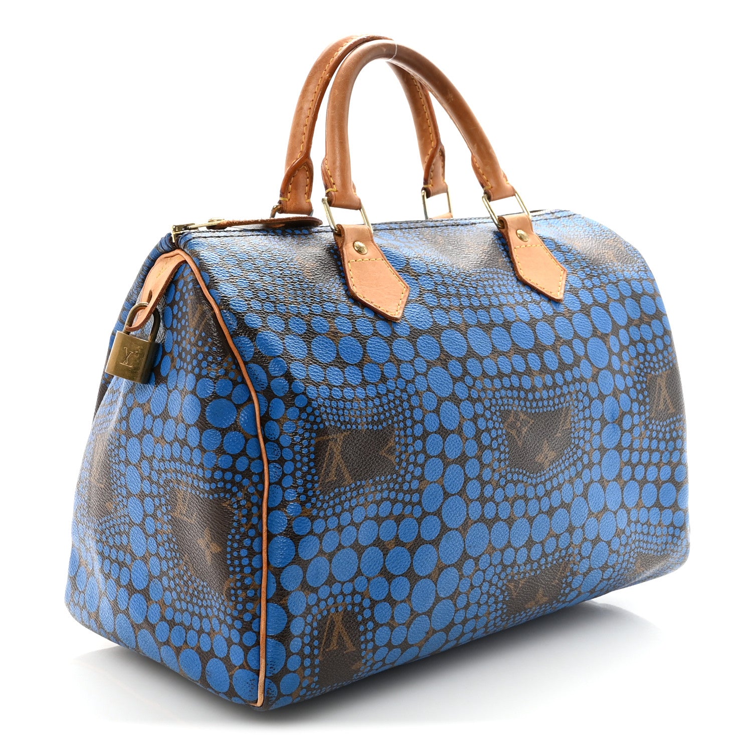 Louis Vuitton Monogram Kusama Town Speedy 30 Blue 2 of 10