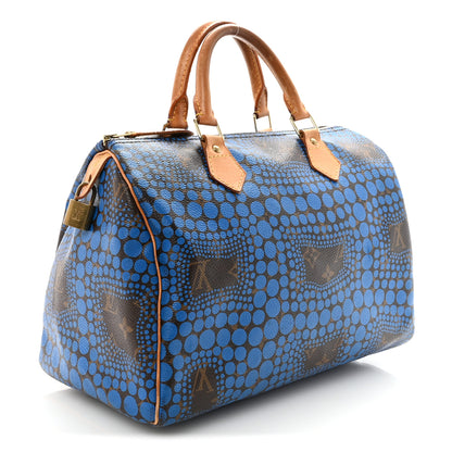 Louis Vuitton Monogram Kusama Town Speedy 30 Blue 2 of 10