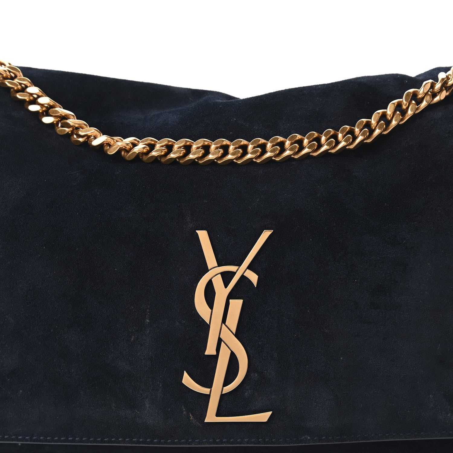 Saint Laurent Smooth Calfskin Suede Medium Reversible Monogram Kate Satchel Navy 17 of 17