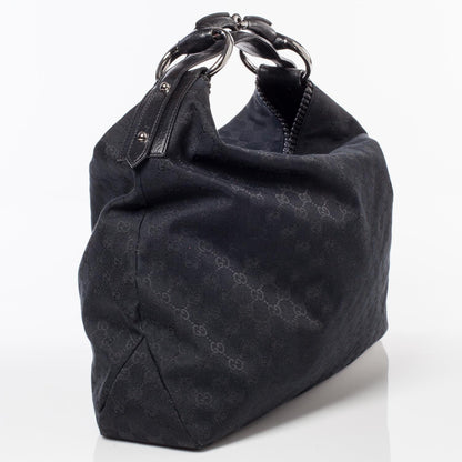 Gucci Monogram Large Horsebit Chain Hobo Black 3 of 9