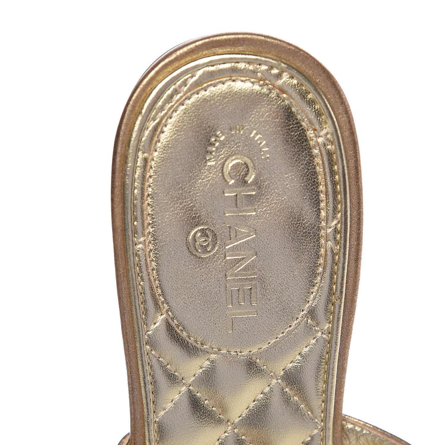 Chanel Metallic Calfskin Jeweled Sandals 36.5 Gold 7 of 10
