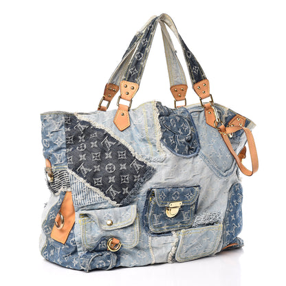 Louis Vuitton Denim Patchwork Cabby Tote Blue 3 of 16
