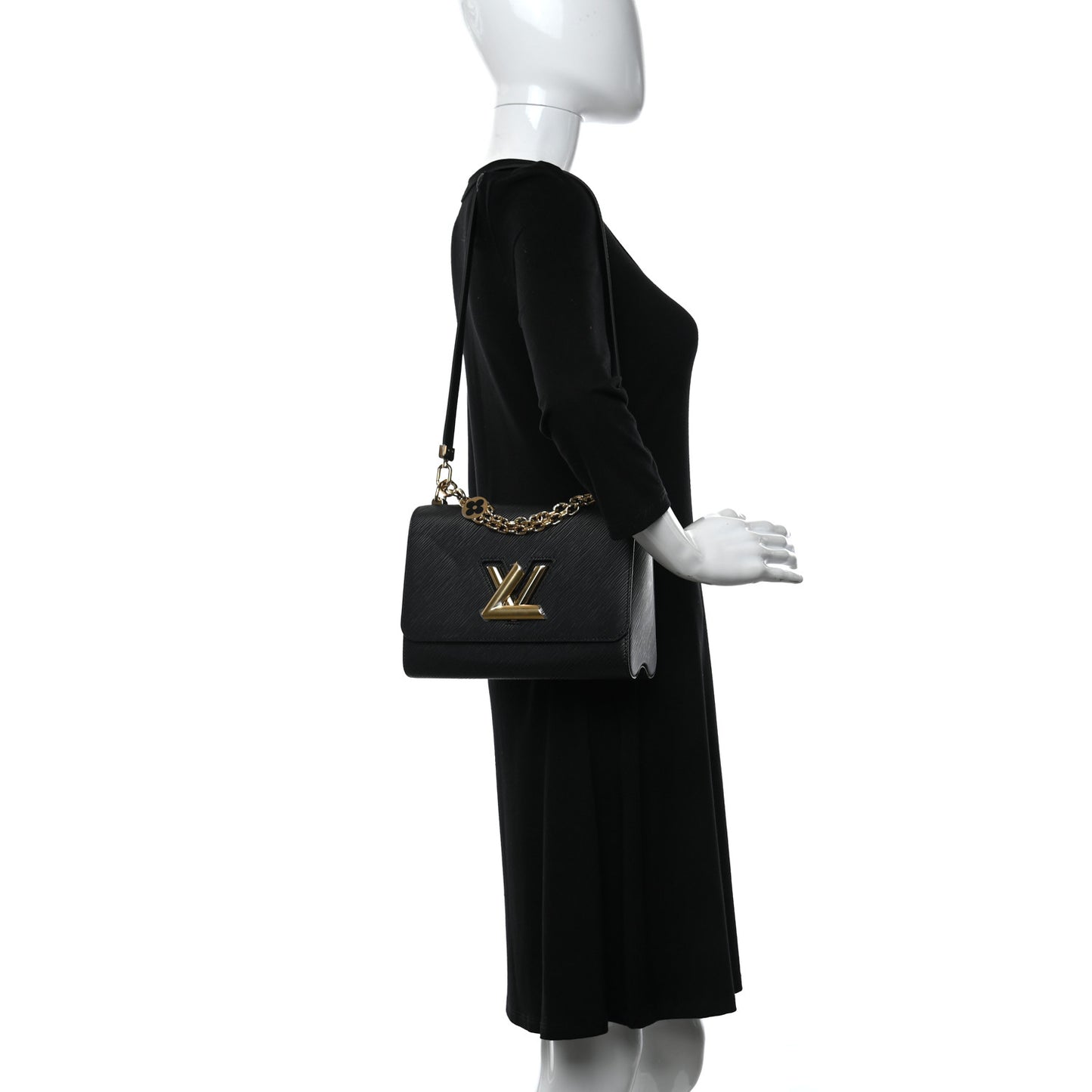 Epi Twist Monogram Flower Chain Shoulder Bag MM Black