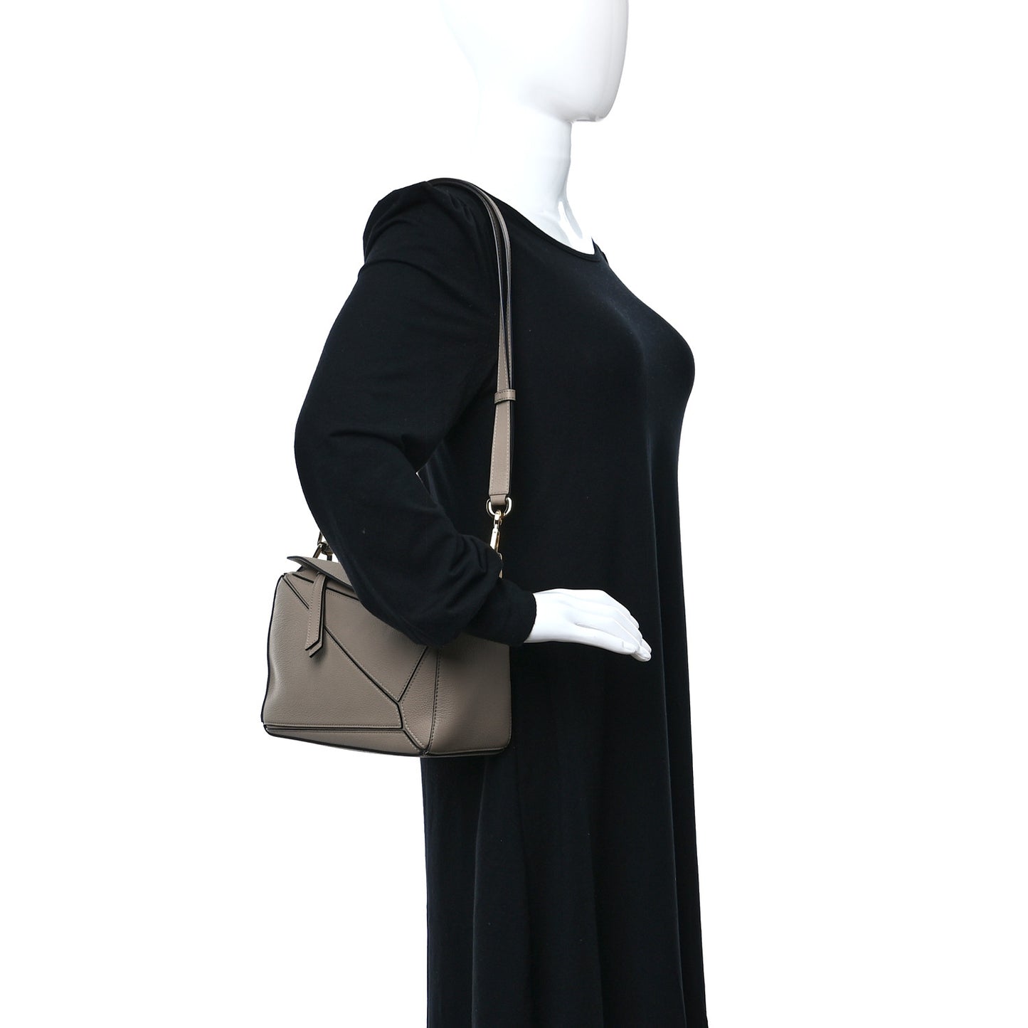Grained Calfskin Small Puzzle Bag Sand