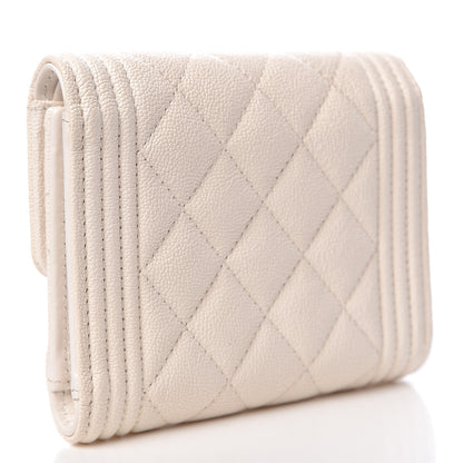 Chanel Caviar Quilted Compact Boy Flap Wallet White 3 of 9