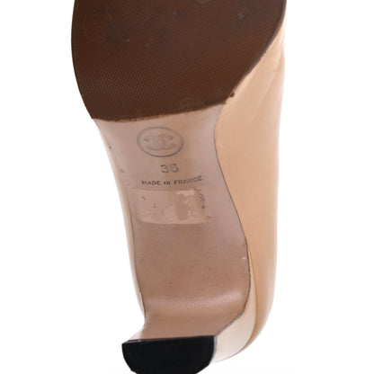 Chanel Lambskin Cap Toe CC Pumps 36 Beige Black 12 of 22
