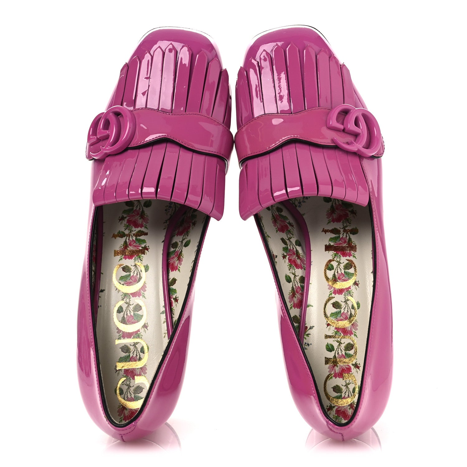 Gucci Vernice GG Marmont Fringe 50mm Loafer Pumps 39 Rododendro 2 of 13